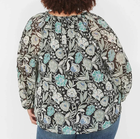 {Lane Bryant} Lurex Ruffle-Detail V-Neck Blouse - Size 14/16 - Picture 3 of 14